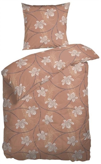 Rug Senatet Wow Blomstret sengetøj - 140x220 cm - Ascot Cognac - Sengesæt i 100%  Bomuldssatin - Night and Day sengetøj - Blomstret Sengetøj